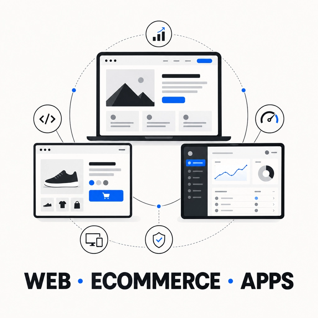 Desarrollo de páginas web, tiendas online y aplicaciones conectadas.