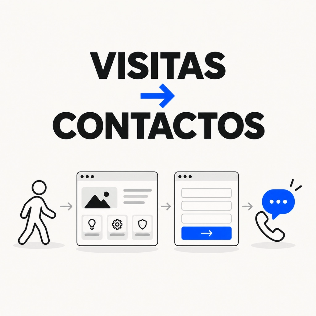 Visitas que se convierten en contactos mediante una web clara y llamadas a la acción.